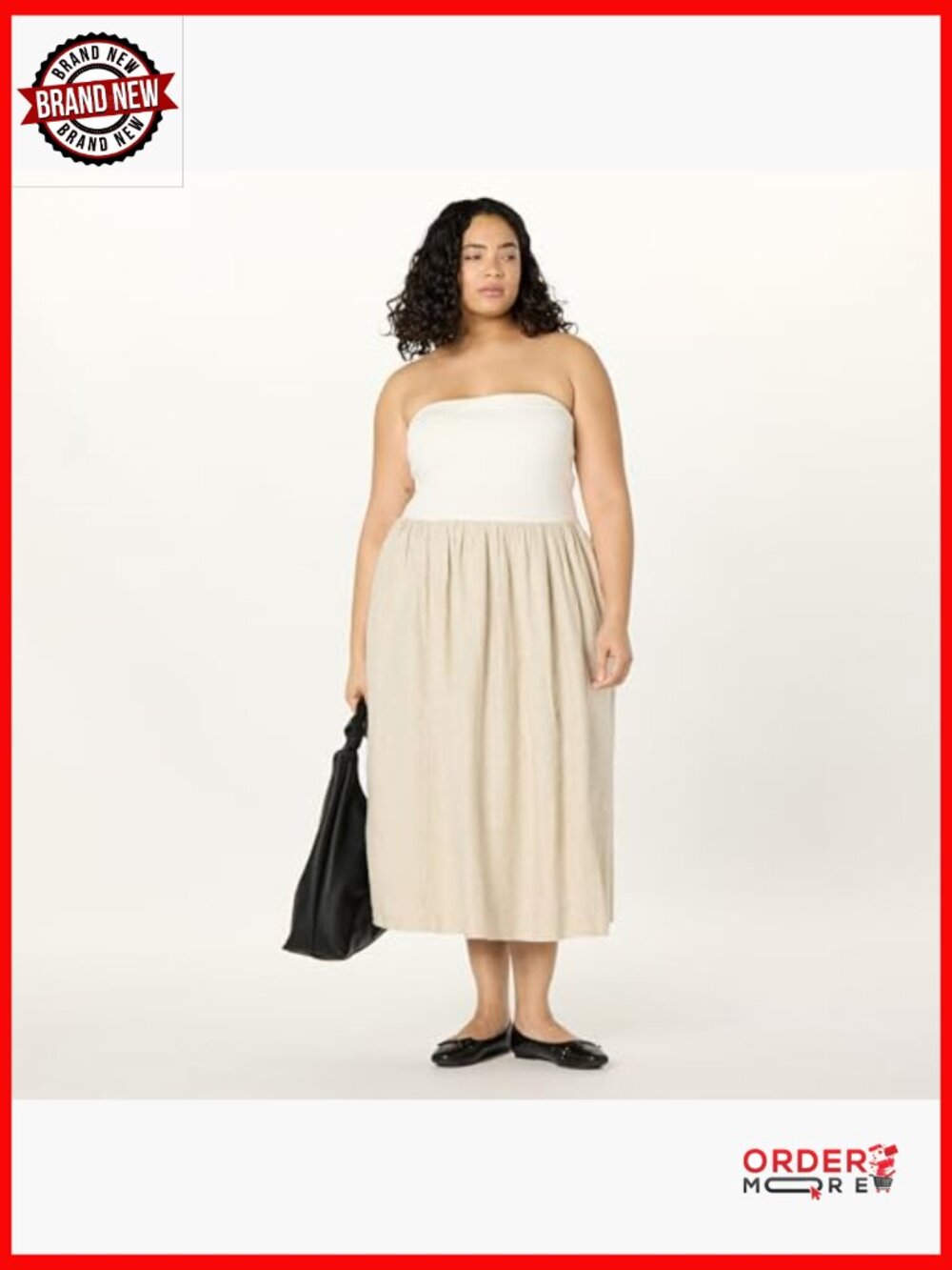 Strapless Mixed Media Maxi Dress A-Line Regular Fit - Picture 7 of 7